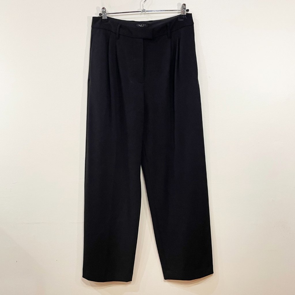 Last Call! New Rag & Bone Marina Wide Leg Pleated Ponte Trouser Black M $358